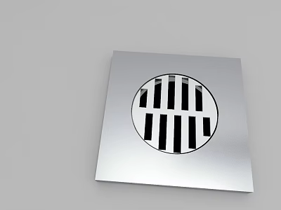 Silver Square Bathroom Drain Cover with Circular Grate Design for Bathroom Use 3d model