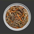 Delicious Colorful Stir-Fried Noodles With Carrot Sesame Seeds And Green Onions