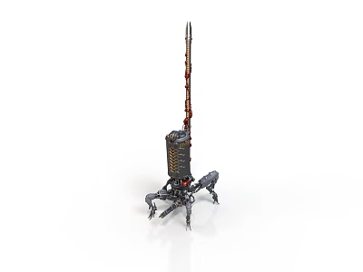Mechanical Equipment With Tall Tower Structure And Four Mechanical Support Legs 3d model