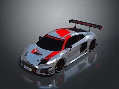 Sleek Silver Racing Car With Red Accents And Black Rear Spoiler 3d model