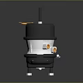 Industrial Mechanical Equipment with Black Top Silver Body and Orange Connectors on Metal Base