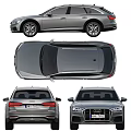 Silver Audi Station Wagon Exterior Design With Front And Rear View