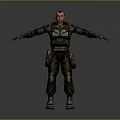 Human Military Character in Camouflage Uniform With Tactical Gear and Outstretched Arms