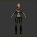 3D Female Character With Orange Hair Blue Scarf And Utility Style Outfit