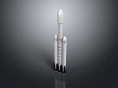 White Rocket With Multiple Boosters And Sleek Design For Space Exploration Missions 3d model