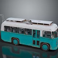 Vintage Blue And White Bus With Rustic Design And Roof Antenna