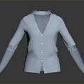Light Blue Collared Cardigan With Button Front And Decorative Cuffs Design