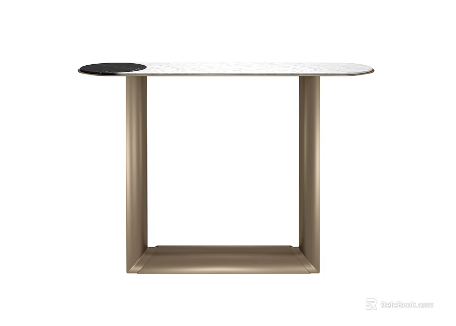 Modern Elegant Dining Table With Sleek Marble Top And Metal Frame Design 3d model 