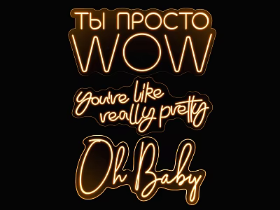Stylish Neon Decorative Lights With Various Text Phrases And Eye Catching Glow 3d model