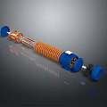Industrial Hardware Tools With Blue And Orange Spiral Spring Mechanical Design 3d model