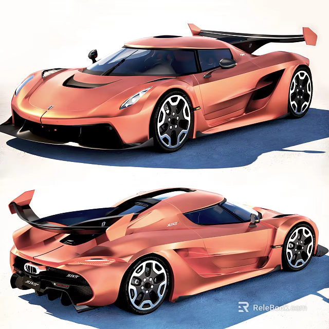 Copper Sports Car With Sleek Exterior Design Rear Spoiler And Alloy Wheels 3d model 