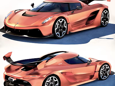 Copper Sports Car With Sleek Exterior Design Rear Spoiler And Alloy Wheels 3d model