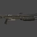 Futuristic Weapon Design With Dual Barrels Tactical Scope And Metal Frame