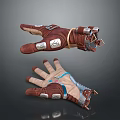 Unique Leather Daily Use Gloves With Metal Accents And Brown Blue Detailed Design