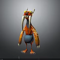 Fantasy Creature Character With Horns Tusks Orange Blue Body And Decorative Patterns