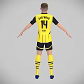 Game Movie Character Standing In Yellow Black Football Jersey With Number 14 And Blue Cleats