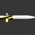 White And Yellow Space Rocket With Yellow Fins Red Nose Cone And Blue Details