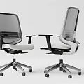Modern Office Chairs With Mesh Backrest Black Armrests White Seat Cushions Metal Base And Wheels