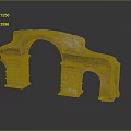 Ancient Stone Arch Scenery With Reddish Brown Bricks Stone Base And Gray Gradient Background 3d model