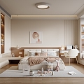 Girls Children's Room Children's Bed Wardrobe Chandelier Hanging Picture Single Chair Toy Ceiling Lamp Desk 3d model