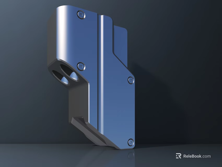 Shiny Metal Mechanical Part With Sleek Surface And Screw Holes 3d model 