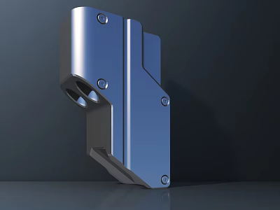 Shiny Metal Mechanical Part With Sleek Surface And Screw Holes 3d model