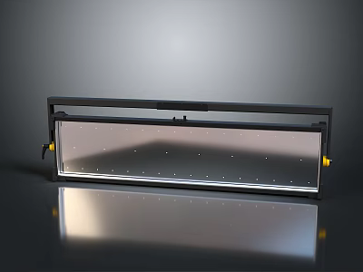 Black Framed Transparent Panel Equipment Featuring Small Holes And Yellow Parts 3d model