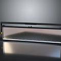 Black Framed Transparent Panel Equipment Featuring Small Holes And Yellow Parts