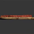Juicy Grilled Steak Served on Rustic Wooden Platter with Fresh Herb Garnish
