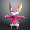 Cute Pink And White Game Character With Large Ears And Purple Eyes