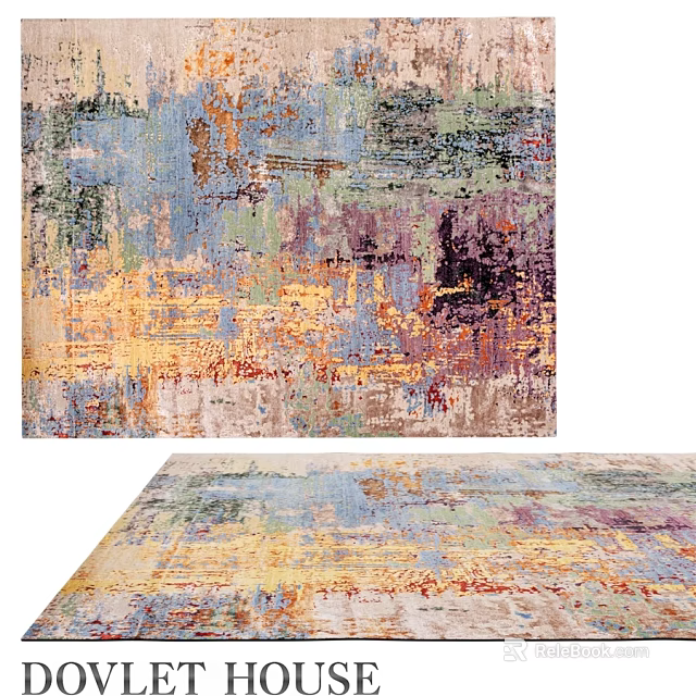 Colorful Square Rug With Abstract Art Design For Modern Interior Decor 3d model 