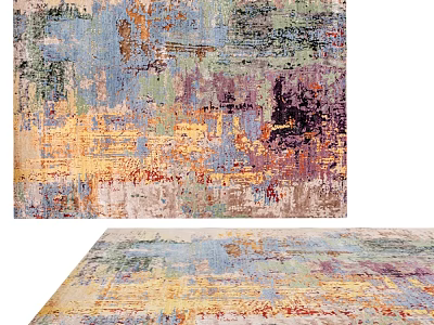 Colorful Square Rug With Abstract Art Design For Modern Interior Decor 3d model