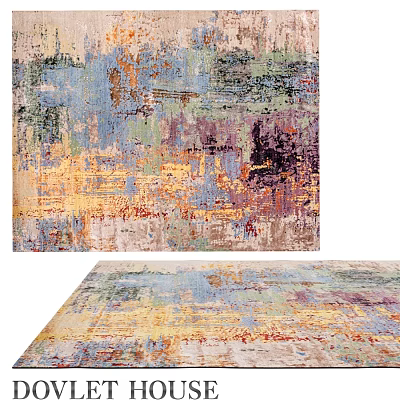 Colorful Square Rug With Abstract Art Design For Modern Interior Decor 3d model