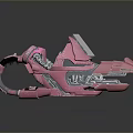Futuristic Red Sci-Fi Weapon with Streamlined Metallic Texture and Glowing Hi-Tech Details