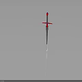 Decorative Sword With Red Blue Cross Guard And Silver Sharp Blade