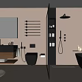 Modern Bathroom Interior Design With Bathtub Shower Vanity Mirror And Storage Cabinets