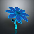 Blue Flower Plant With Mesh Petals And Green Stem On Dark Background