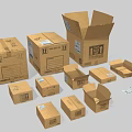 Essential Commercial Equipment Featuring Various Sizes Open And Closed Cardboard Boxes With Labels