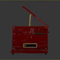 Red Record Player With Open Lid Vinyl Record Turntable Digital Display And Decorative Patterns