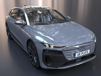 Audi Silver Electric Car With Modern Sleek Design And LED Headlights 3d model