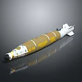 Tactical Guided Missile With Yellow White Body Aerodynamic Structure And Tail Fins