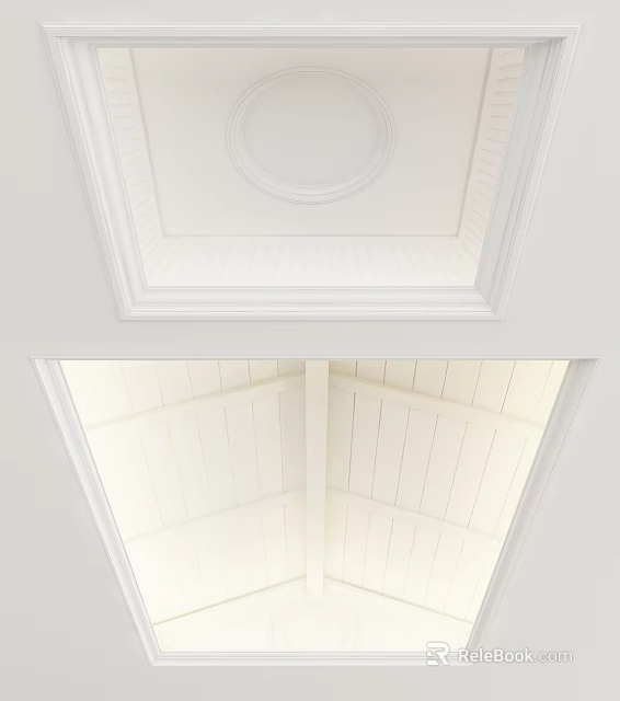 Modern White Ceiling Design With Decorative Molding And Recessed Panel Details 3d model
