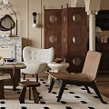Modern Elegant Living Room With Beige Walls White Chandelier Marble Fireplace And Round Mirrors