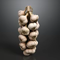 Fresh Whole Garlic Bunch With White Bulbs And Natural Texture
