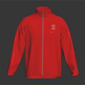 Stylish Red Jacket With Zipper Front White Logo And Sporty Design