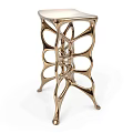 Modern Golden Metal Bar Stools with Unique Hollowed Legs and Organic Shape Design