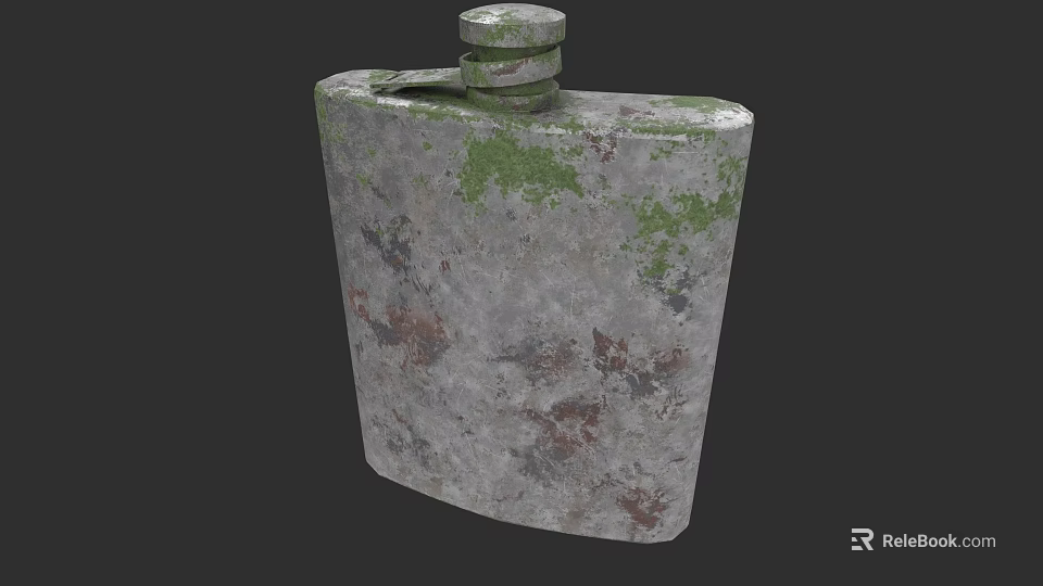Vintage Ceramic Flask With Mossy Textured Surface And Rustic Speckles 3d model 