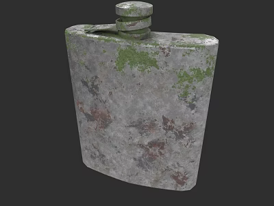 Vintage Ceramic Flask With Mossy Textured Surface And Rustic Speckles 3d model