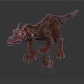 Realistic Horned Dinosaur Figure With Brown Scaly Skin And Red Eyes