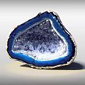 Blue and White Agate Slice Decorative Ornament Set with Crystal Interior Natural Pattern 3d model